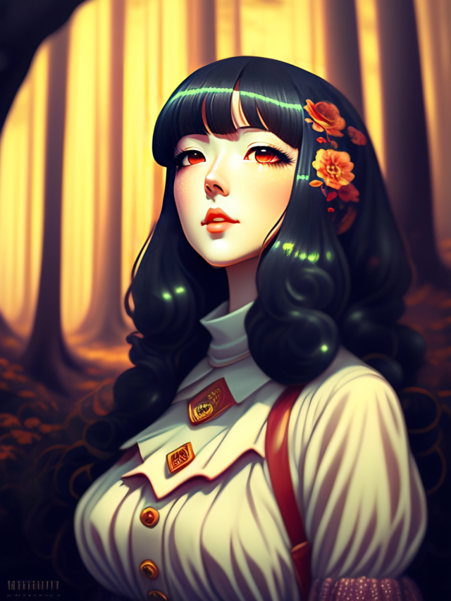 Creepy Vintage Anime Girl In The Woods